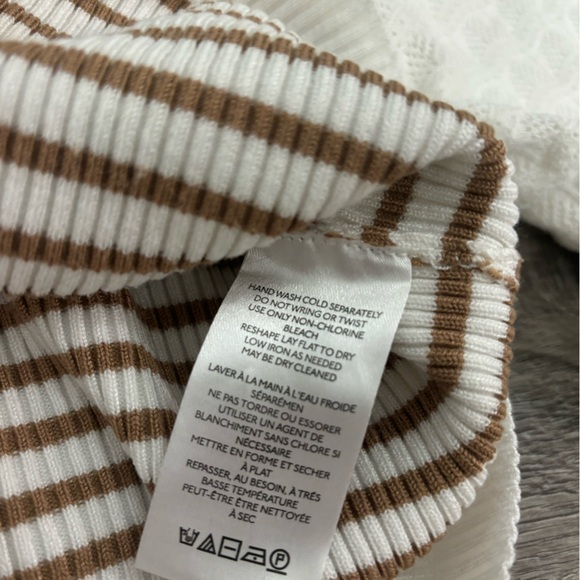 MAEVE by Anthropologie ribbed lace nylon viscose top contrast size small white - Picture 5 of 8